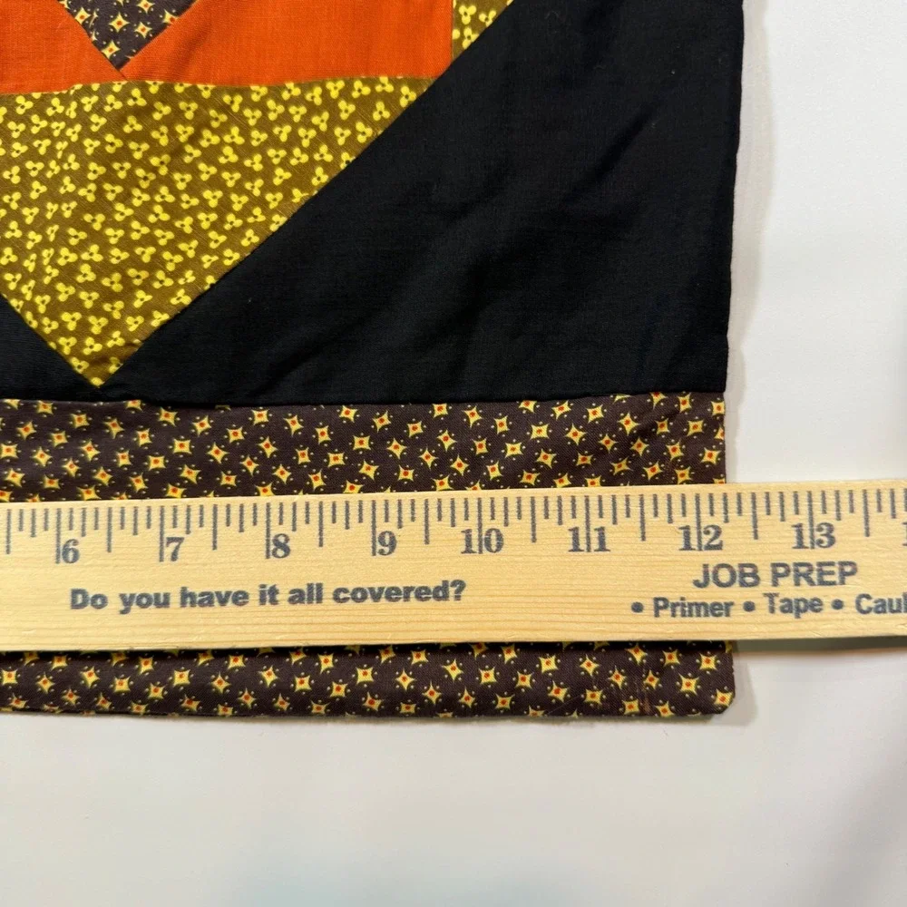VTG Quilted Place Mat Standard 18x12 Brown Orange Diamond Patchwork Handmade